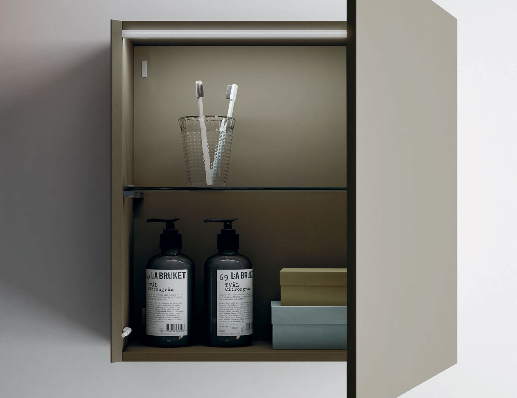 Composition 4 modern Italian bathroom vanity with bronze Placentina Spazzolata stone